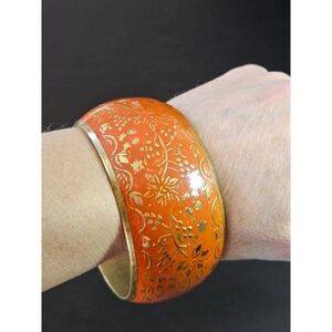 Vintage orange and gold tone bracelet 8.25"